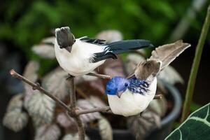 Artificial Bird on Branch.Elegant Accent for Flower Arrangements and Garden Decorations photo