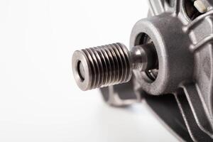 pulley with an electric motor on a white background, isolate. Copy space for text photo