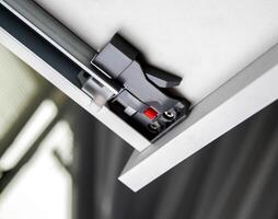 Kitchen drawer with full extension flush-mounted slides with Push to open system, close-up photo