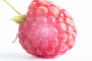 Juicy raspberry berry on a white background, isolate, macro photo