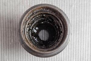 Old CV joint boot providing protection and dirt ingress into the constant velocity joint, macro photo