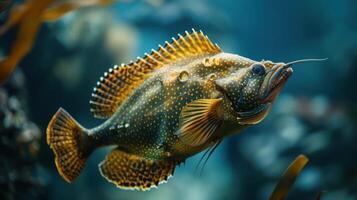 Underwater view of a colorful fish. photo
