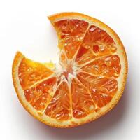 A whole orange slice with visible juice and flesh. photo