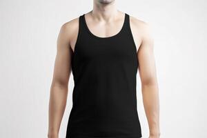 A man wearing a black tank top photo