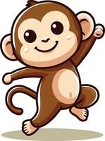 Cartoon monkey jumping with arms outstretched vector