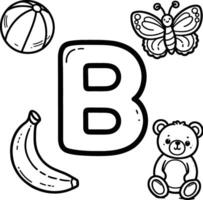 Letter b coloring pages for kids vector