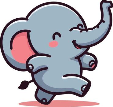 An elephant is running with its trunk out vector