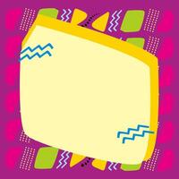 A yellow square with colorful designs on it vector