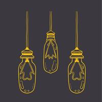 Three light bulbs hanging from a string vector