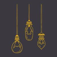 Three light bulbs hanging from a string vector