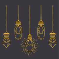 Light bulb hanging from the ceiling with a string vector
