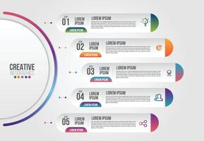 Business Infographic design template with icons and 5 numbers options or steps vector