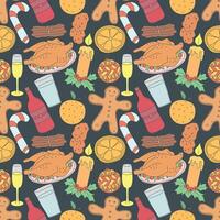 Christmas pattern. New year background. Colored illustration with christmas icons vector