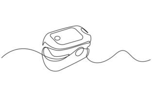 Continuous one line art drawing pulse oximeter on finger vector