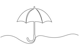 Umbrella depicted in continuous line drawing vector