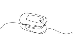 Continuous one line art pulse oximeter on finger vector