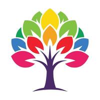 Vibrant Rainbow Tree, A Symbol of Growth and Unity vector