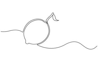 Continuous one line drawing of lemon vector