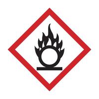 A red and black sign with a flame and a circle vector