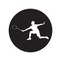 Silhouette Icon of a Person Playing Badminton vector