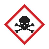 A red and black skull and crossbones symbol on a white background vector