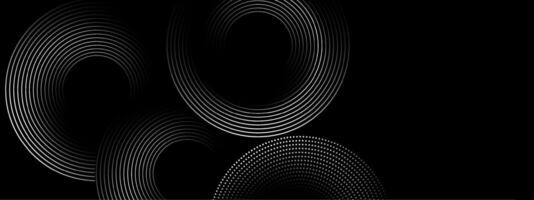 Black and white abstract background with circles vector
