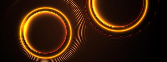 Abstract glowing circles on black background vector