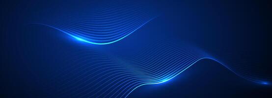 Abstract blue wave background with glowing lines vector