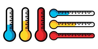 set of thermometer icons of different temperatures from cold to hot vector