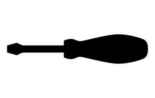 screwdriver silhouette shape, black and white illustration of hand tool, white background vector