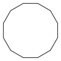 Dodecagon shape symbol, black and white silhouette illustration isolated on white background vector