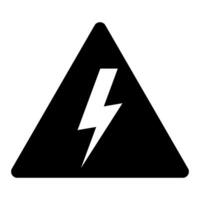 High voltage sign, lightning in triangle symbol icon, black and white illustration isolated on white background vector