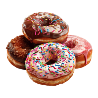 Chocolate and Sprinkle Donuts on Clear Background png