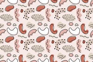 Abstract shapes with lines and dots seamless repeat pattern boho style vector