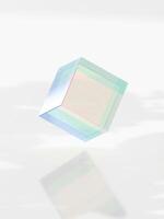 a square shaped object with a rainbow colored reflection photo