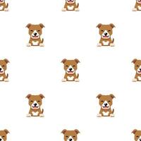 cartoon character cute pit bull terrier dog seamless pattern background vector