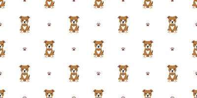 Cartoon character cute pit bull terrier dog seamless pattern background vector