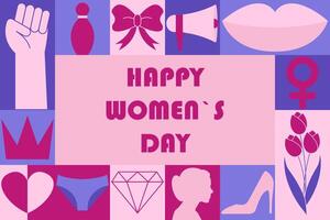 Abstract modern geometric background for International Womens Day. Festive banner with mosaic pattern. illustration vector