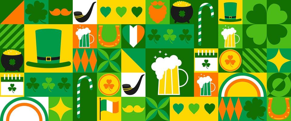Modern seamless geometric pattern for St. Patrick's Day. For wallpaper, wrapping paper, banners, posters, greeting cards