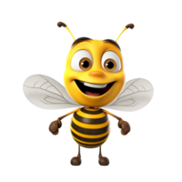 Friendly 3D Honey Bee Cartoon Character in Flying Action Pose png