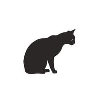 cartoon silhouette of a cat on a white background. cat black image easy color change vector