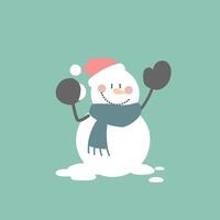 merry christmas and happy new year with cute snowman and snowball vector