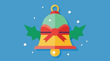 A colorful bell surrounded by vibrant leaves and stars, symbolizing celebration and joy in a festive atmosphere vector