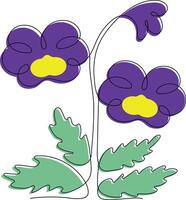Pansies drawn by one line vector