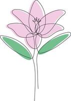 Lily drawn by one line vector