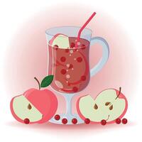 Red apple and cranberry compote vector
