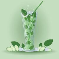 Cucumber Mint Smoothie for Healthy Eating vector