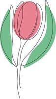 Tulip drawn by one line vector