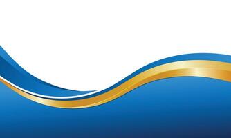 Abstract curved blue and gold geometric lines modern business background vector
