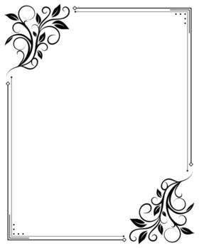 Black scroll leaf ornament blank frame background vector